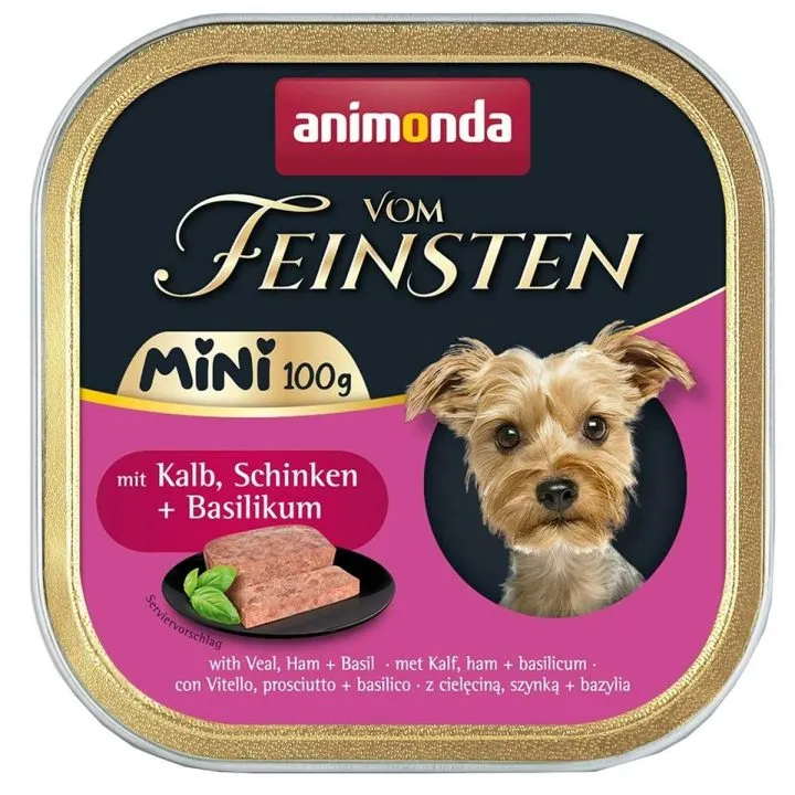 Mokré jedlo Animonda Vom Feinsten Adult Mini Veal, ham and basil Teľacie mäso 100 g