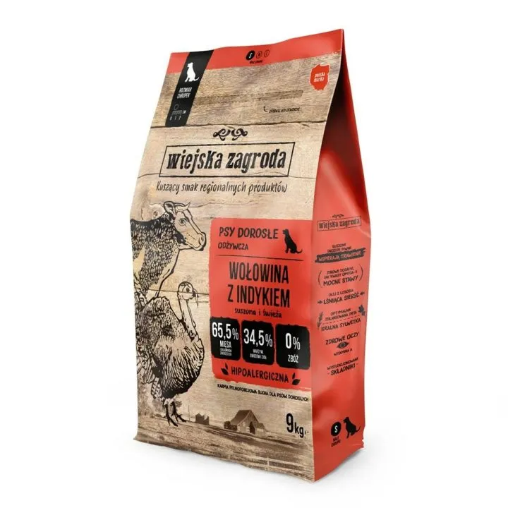 Krmivo WIEJSKA ZAGRODA Beef with turkey S Teľacie mäso 9 kg