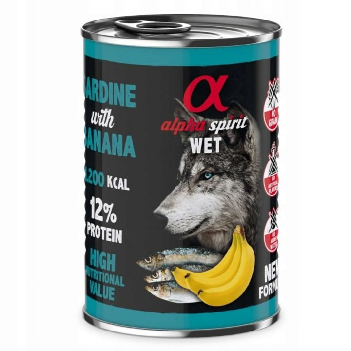 Mokré jedlo Alpha Spirit ALPHA SPIRIT WET Sardina con plátano Ryby 400 g