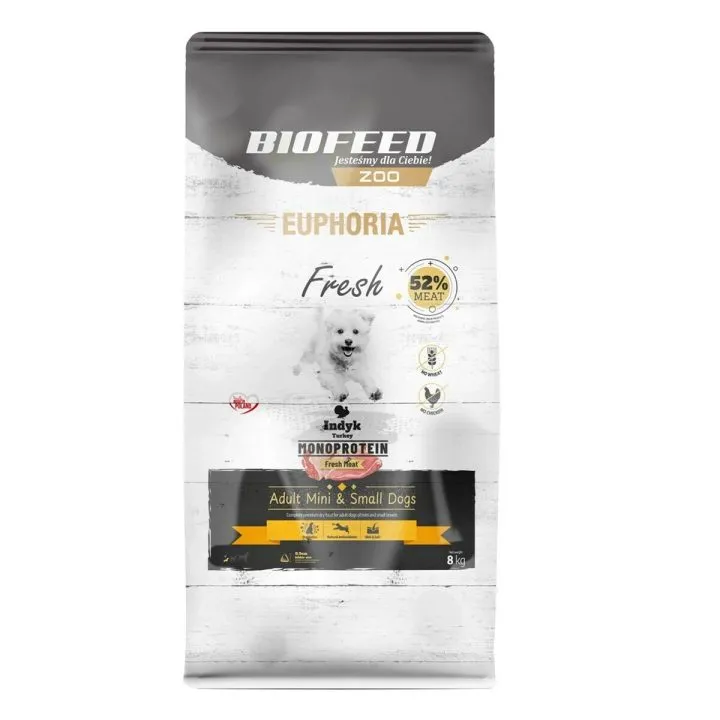 Krmivo Biofeed Euphoria Fresh Adult Mini Small Monoprotein Turkey Páv Dospelý