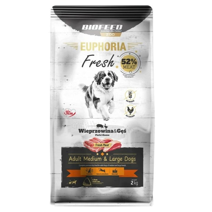 Krmivo Biofeed Euphoria Fresh Adult Medium Large Pork with goose Prasa Dospelý