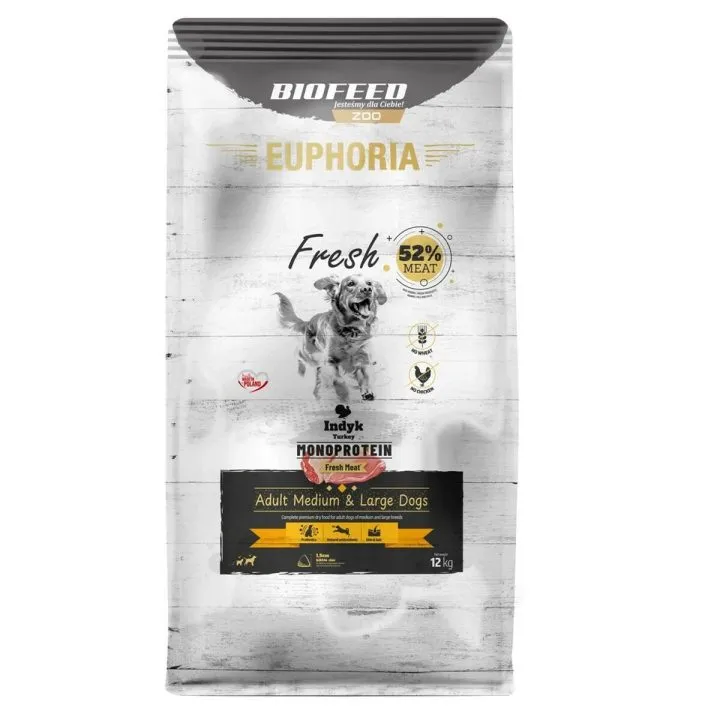 Krmivo Biofeed Euphoria Fresh Adult Medium Large Monoprotein Turkey Páv Dospelý