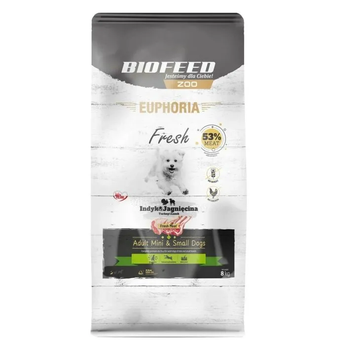 Krmivo Biofeed Euphoria Fresh Adult Mini Small Turkey with lamb Páv Dospelý