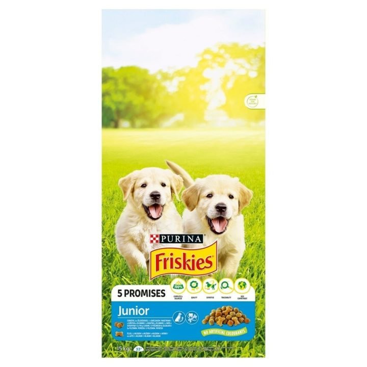 Krmivo Purina Friskies Junior Šteňa/junior Kurča Rastlinný 15 kg