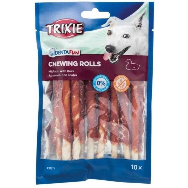 Maškrty pre psov Trixie Denta Fun Duck Chewing Rolls Kačica 80 g 10 Kusy