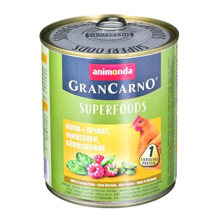 Mokré jedlo Animonda GranCarno Superfoods Malina Kurča Tekvica Špenát
