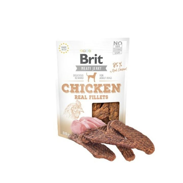 Maškrty pre psov Brit Jerky Snack Kurča
