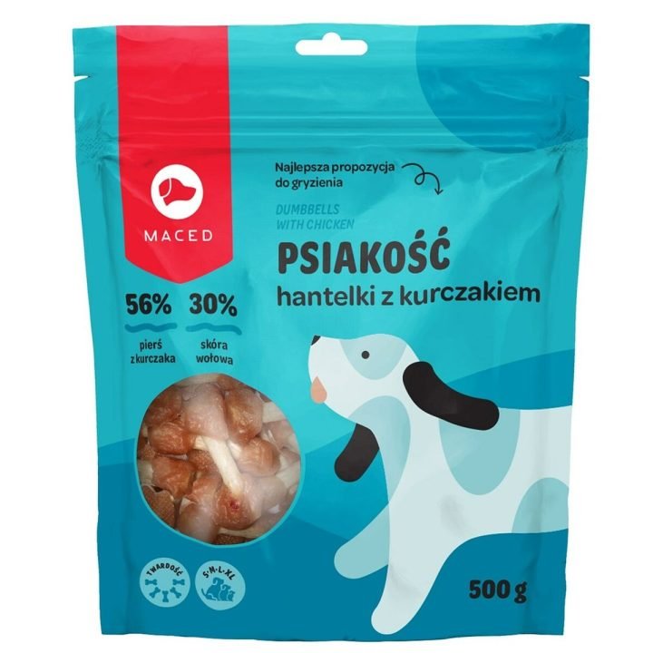Maškrty pre psov Maced Dumbbells Kurča 500 g