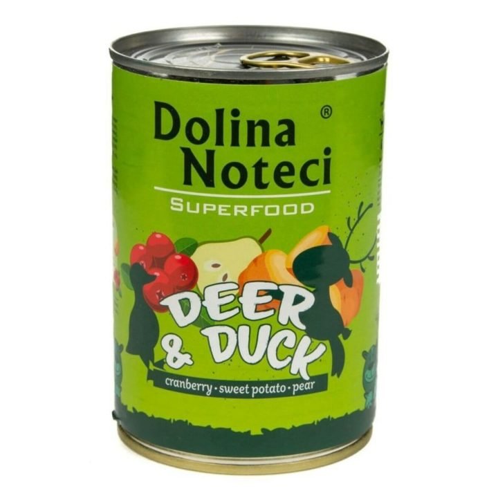 Mokré jedlo Dolina Noteci Superfood deer & duck 400g Kačica Sob 400 g