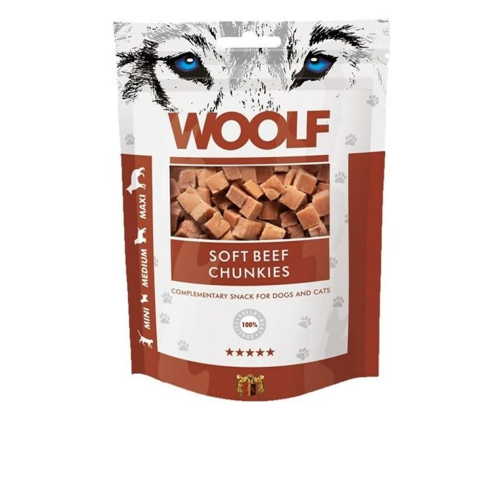Maškrty pre psov Woolf                                 Hovädzie mäso 100 g 1 Kusy