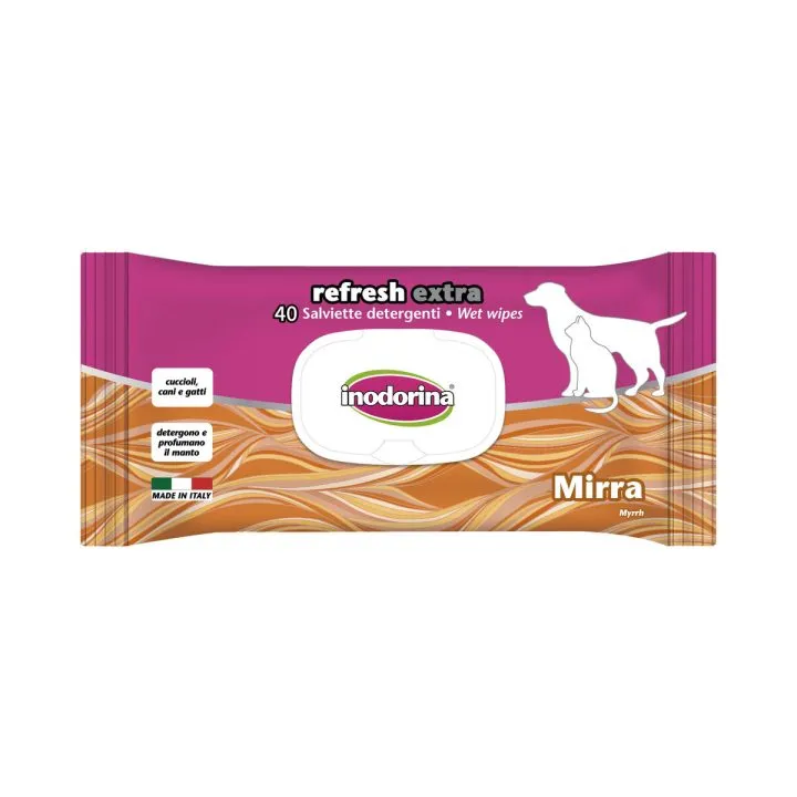 Vlhčené utierky pre domáce zvieratá Inodorina REFRESH EXTRA Myrhou