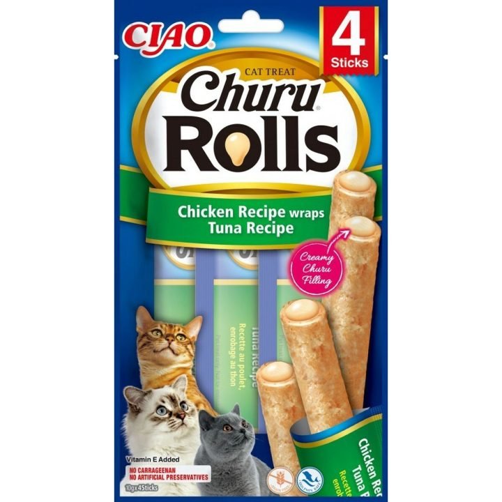 Taška na uschovanie Inaba Churu Rolls Chicken Recipe wraps Tuna 4 x 10 g Kurča Tuniak Ryby