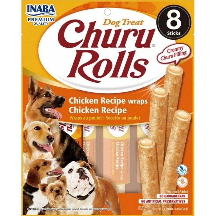 Maškrty pre psov Inaba Churu Rolls Chicken Kurča 8 x 12 g