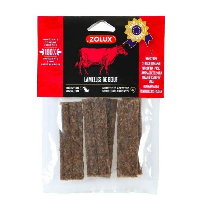 Maškrty pre psov Zolux Beef stripes Hovädzie mäso 100 g